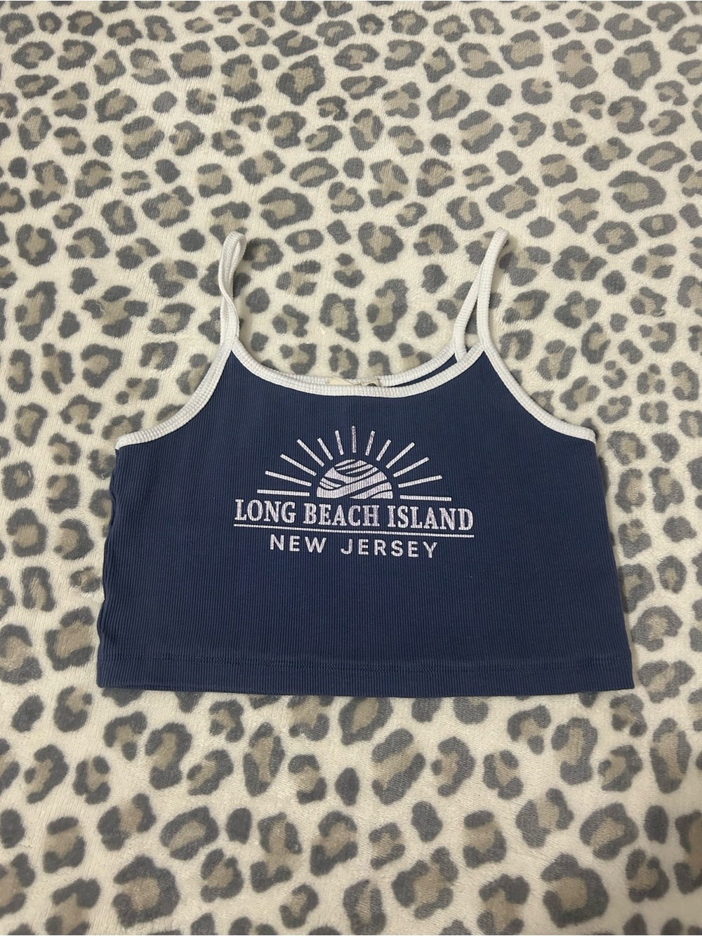 Long Beach Island Navy and White Tank Top